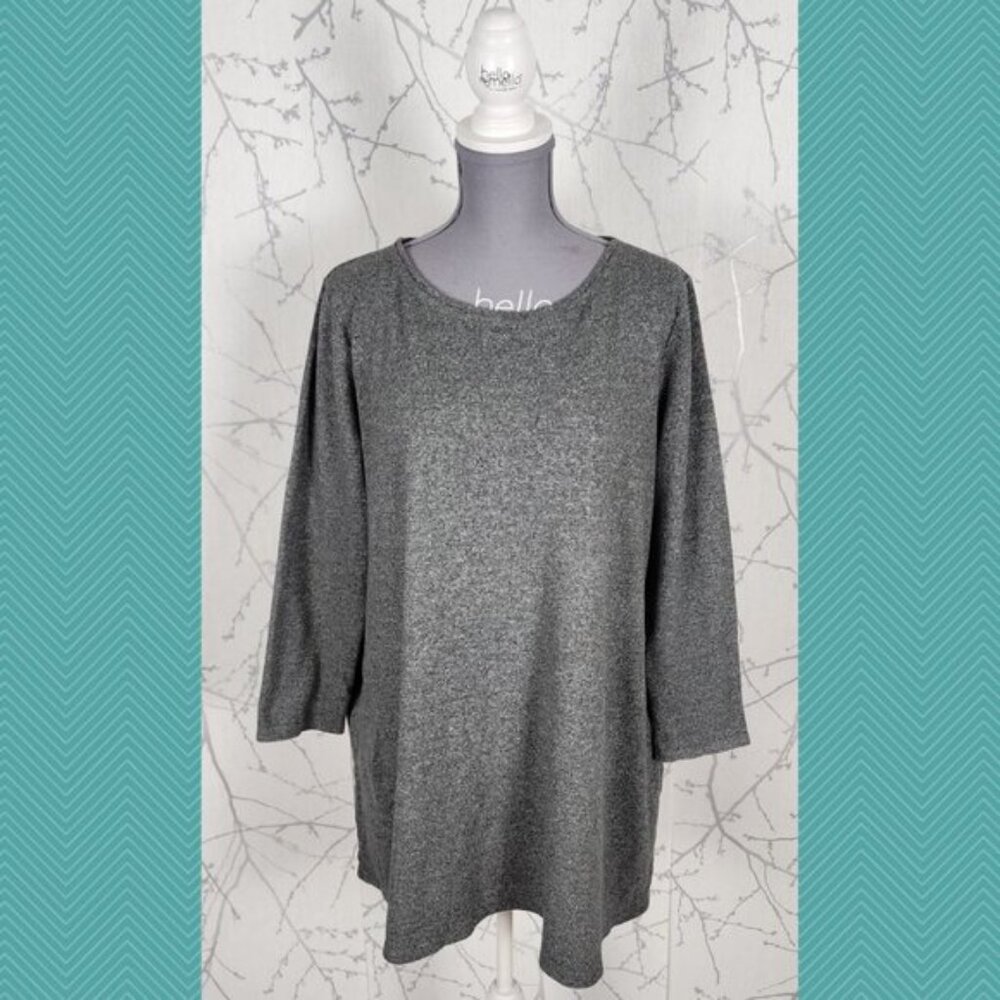 Pure Jill Heathered Gray 100% Cotton Round Neck Tunic